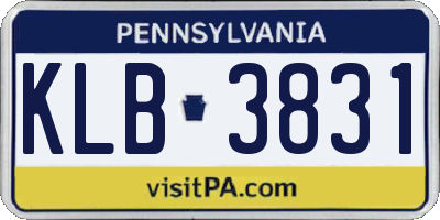 PA license plate KLB3831