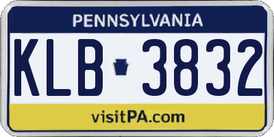 PA license plate KLB3832