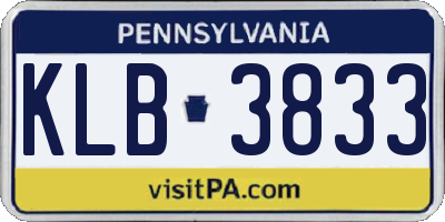 PA license plate KLB3833