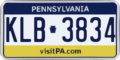 PA license plate KLB3834