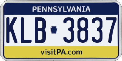 PA license plate KLB3837