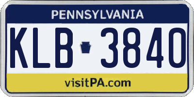 PA license plate KLB3840