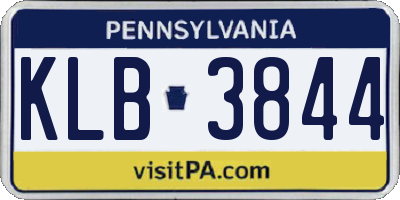 PA license plate KLB3844