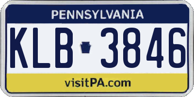 PA license plate KLB3846
