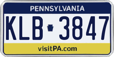 PA license plate KLB3847