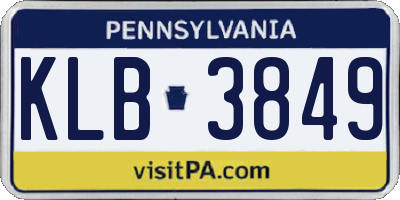 PA license plate KLB3849
