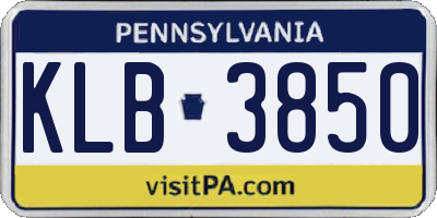 PA license plate KLB3850