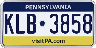 PA license plate KLB3858