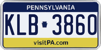 PA license plate KLB3860