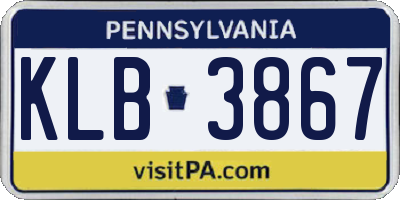 PA license plate KLB3867