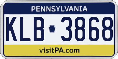 PA license plate KLB3868