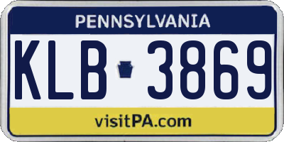 PA license plate KLB3869