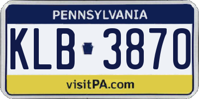 PA license plate KLB3870
