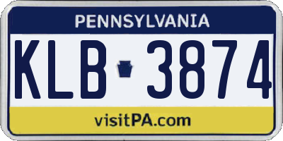 PA license plate KLB3874