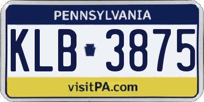 PA license plate KLB3875
