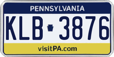 PA license plate KLB3876