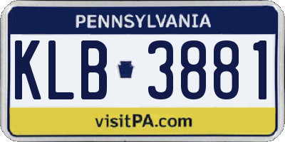PA license plate KLB3881