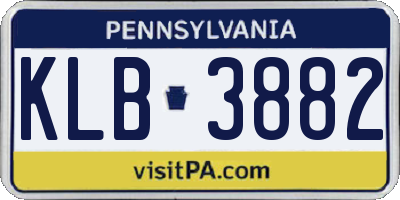 PA license plate KLB3882