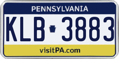 PA license plate KLB3883