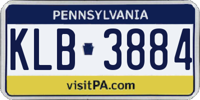 PA license plate KLB3884