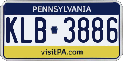 PA license plate KLB3886