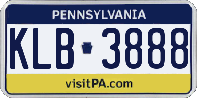 PA license plate KLB3888