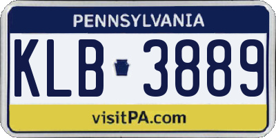 PA license plate KLB3889