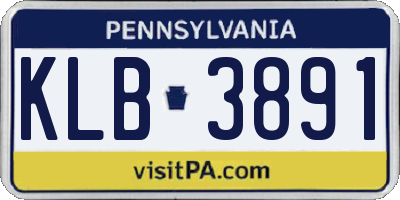 PA license plate KLB3891