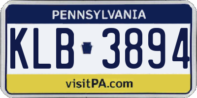 PA license plate KLB3894