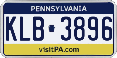 PA license plate KLB3896
