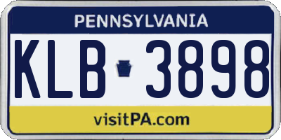 PA license plate KLB3898