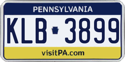PA license plate KLB3899