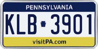 PA license plate KLB3901