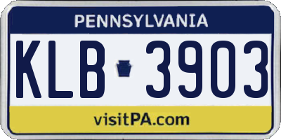 PA license plate KLB3903