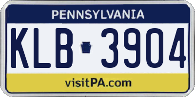 PA license plate KLB3904