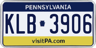 PA license plate KLB3906