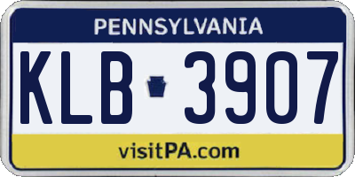 PA license plate KLB3907
