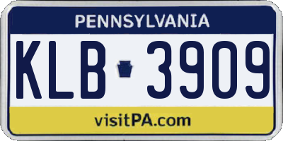 PA license plate KLB3909