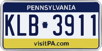 PA license plate KLB3911