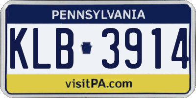 PA license plate KLB3914