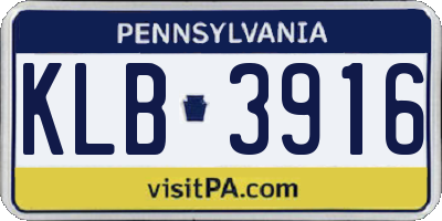PA license plate KLB3916