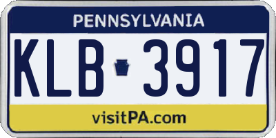 PA license plate KLB3917