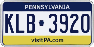PA license plate KLB3920