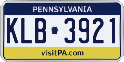 PA license plate KLB3921