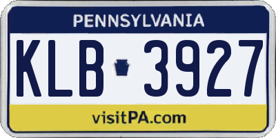 PA license plate KLB3927
