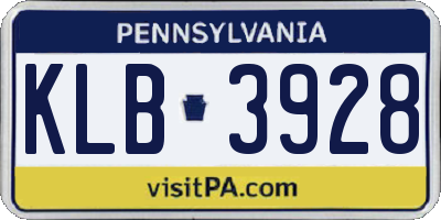 PA license plate KLB3928