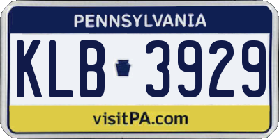 PA license plate KLB3929