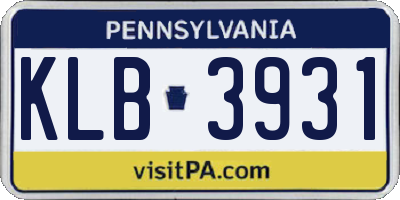 PA license plate KLB3931