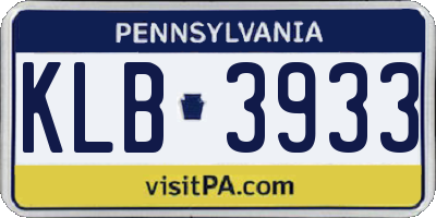 PA license plate KLB3933