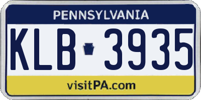 PA license plate KLB3935